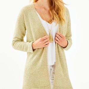Lilly Pulitzer, Gold Sparkle Cardigan, Large Perfect for Holiday Event
